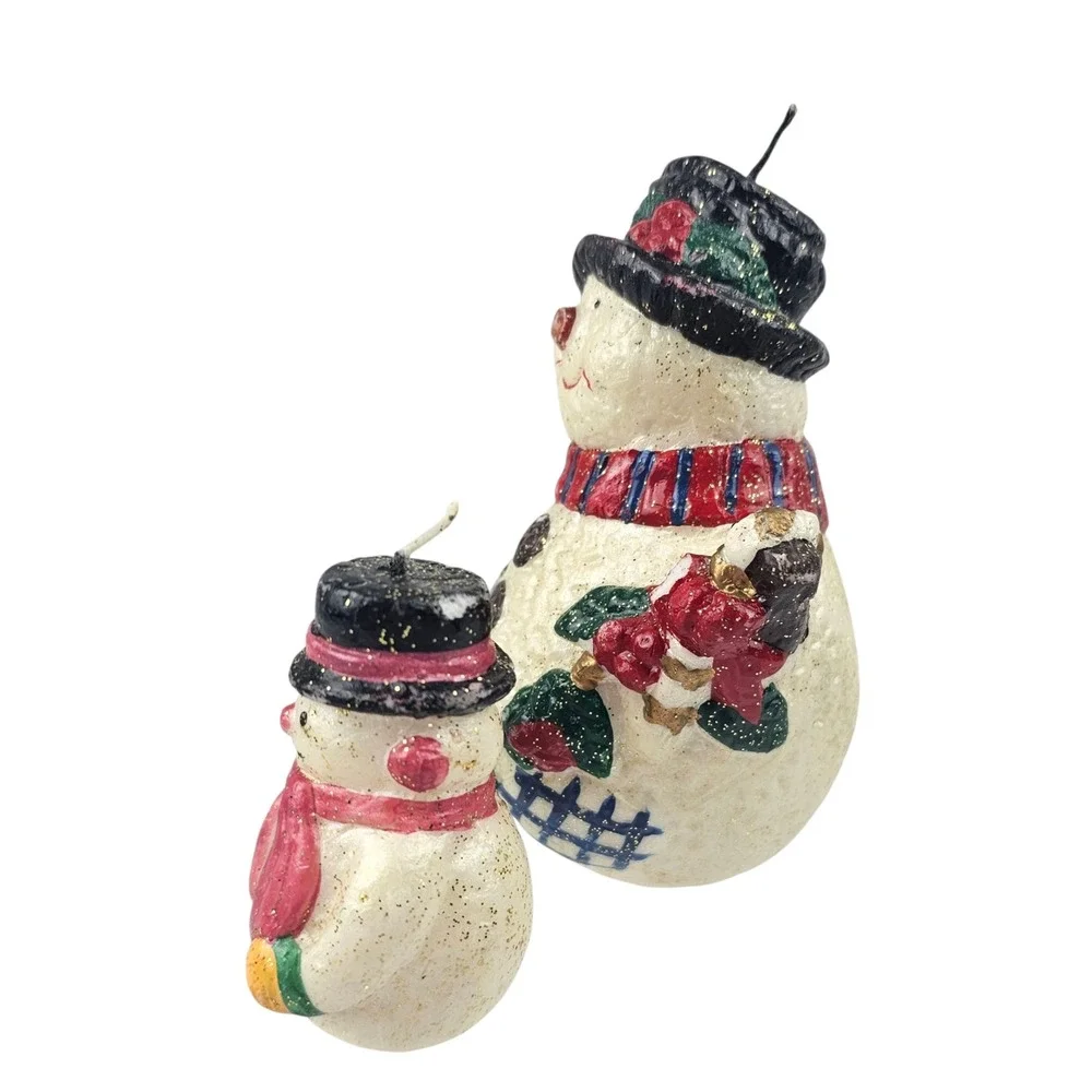 Christmas Candle Snowman with‎ Tree Holiday Decor Festive Decoration